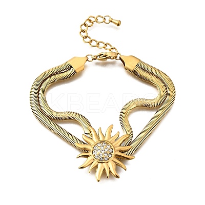 Sunflower 304 Stainless Steel Multi-layer Bracelets BJEW-135-01G-1