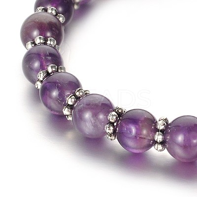Trendy Natural Amethyst Beaded Acrylic Charm Bracelets BJEW-JB01792-05-1