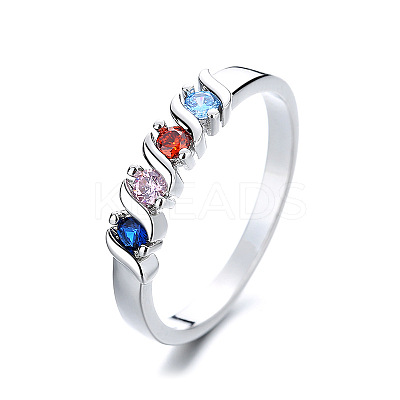 Brass Micro Pave Cubic Zirconia Finger Rings for Women FS-WG973B3-03-1
