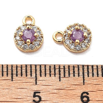 Brass Micro Pave Cubic Zirconia Charms KK-L222-001G-03-1
