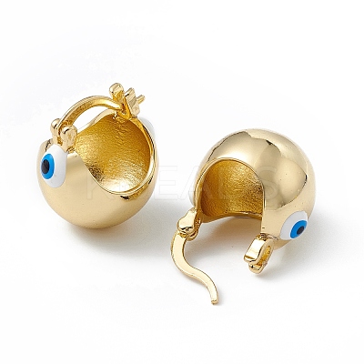 Brass Enamel Evil Eye Half Hoop Earrings EJEW-A093-03G-02-1