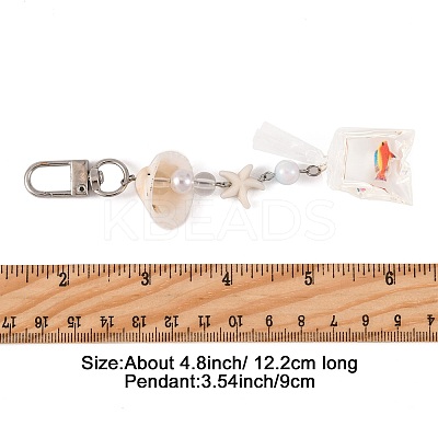 ABS Plastic Imitation Pearl & Acrylic & Synthetic Turquoise & Shell Pendant Decorations KEYC-FS00038-05-1