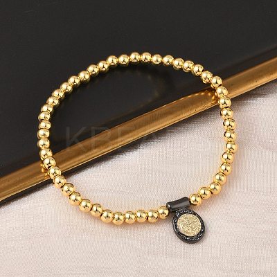 Brass Oval Charms Bracelets BJEW-B148-03C-05-1