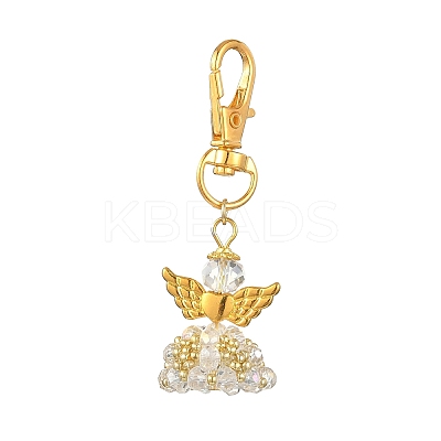 Angel Glass & Alloy Pendant Decorations HJEW-MZ00360-06-1