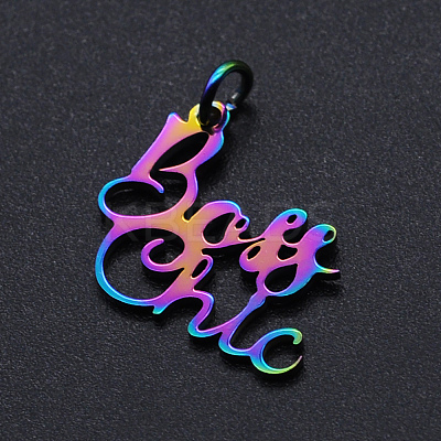 Ion Plating(IP) 201 Stainless Steel Pendants STAS-N090-T861-1