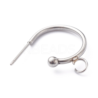 Non-Tarnish 304 Stainless Steel Half Hoop Earrings X-STAS-Z028-B01-P-1