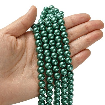 Eco-Friendly Dyed Glass Pearl Round Bead Strands HY-A002-8mm-RB118-1