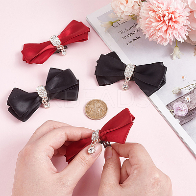 2 Pairs 2 Colors Bowknot Polyester Shoe Decorations FIND-PH0018-79-1