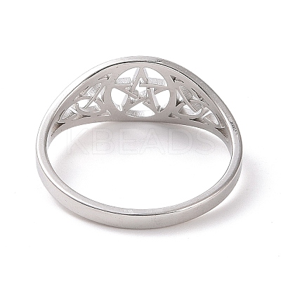Non-Tarnish Pentacle with Sailor's Knot Finger Ring RJEW-P037-01P-1
