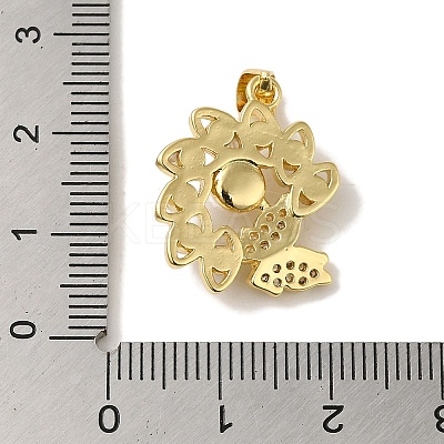 Rack Plating Brass Micro Pave Clear Cubic Zirconia Pendants KK-P267-04A-G-1