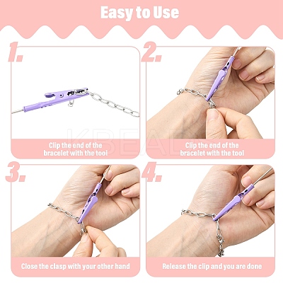 8Pcs 8 Colors Alloy Bracelet Tool Jewelry Helper Beadable Alligator Clip AJEW-YW0002-08-1