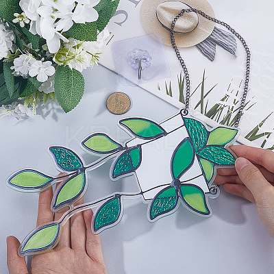1 Set Plant Acrylic Leaf Window Hanging Decorations AJEW-GF0009-95-1