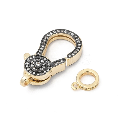 Flat Round Brass Micro Pave Clear Cubic Zirconia Lobster Claw Clasps KK-U062-26G-1