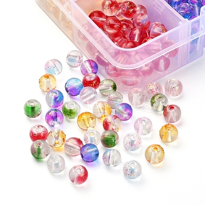 360Pcs 8 Colors Transparent Spray Painted Glass Beads Strands GLAA-YW0001-48-1