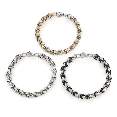 8MM 201 Stainless Steel Byzantine Chain Bracelets for Women BJEW-B143-06-1