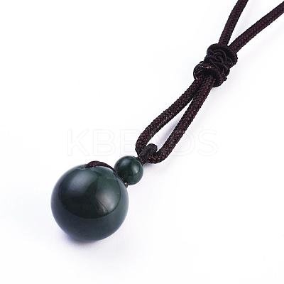 Natural Moss Agate Pendant Necklaces NJEW-P241-A04-1