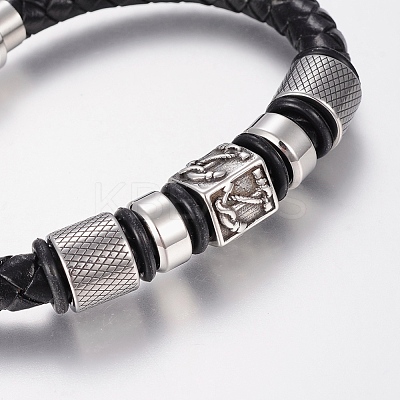 Braided Leather Cord Bracelets X-BJEW-H560-26-1