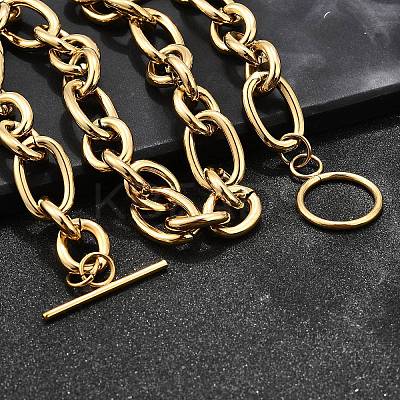 304 Stainless Steel Rolo Chain Necklace BJEW-L399-03G-1