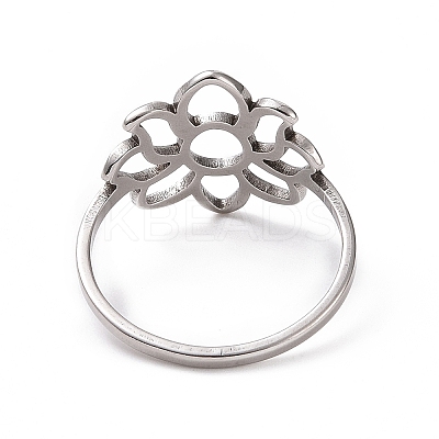 Non-Tarnish 201 Stainless Steel Flower Finger Ring RJEW-J051-32P-1