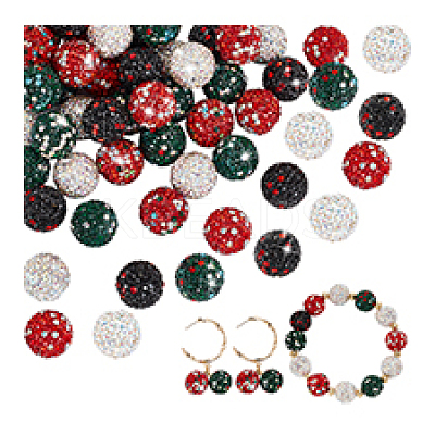 36Pcs 6 Colors Rhinestone Clay Pave Beads RB-PH0001-63-1