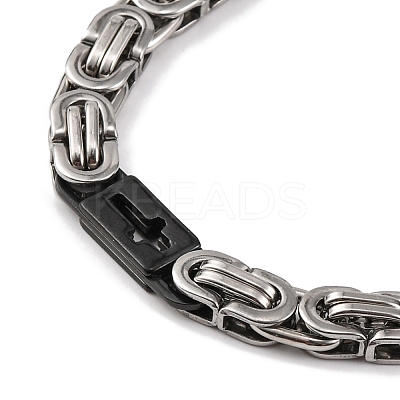 201 Stainless Steel Cross Byzantine Chain Necklace NJEW-F222-38EBP-07-1