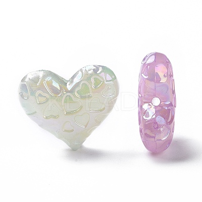 UV Plating Rainbow Iridescent Luminous Acrylic Beads OACR-E010-13-1