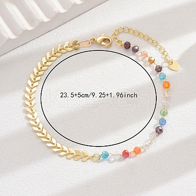Brass Wheat & Plastic Colorful Asymmetrical Beach Vacation Anklets for Women FH4737-1