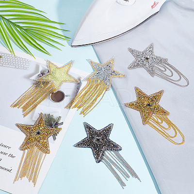 6Pcs 6 Style Star Hotfix Resin Rhinestone(Hot Melt Adhesive On the Back) DIY-PH0006-99-1