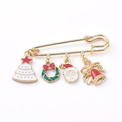 Christmas Theme Brass Safety Brooch JEWB-BR00046-03-1
