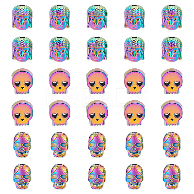 30Pcs 3 Style Rack Plating Alloy European Beads PALLOY-NB0003-86-1