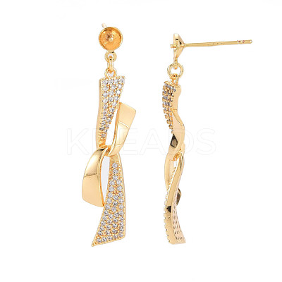 Brass Micro Pave Cubic Zirconia Stud Earring Findings KK-S364-042-1