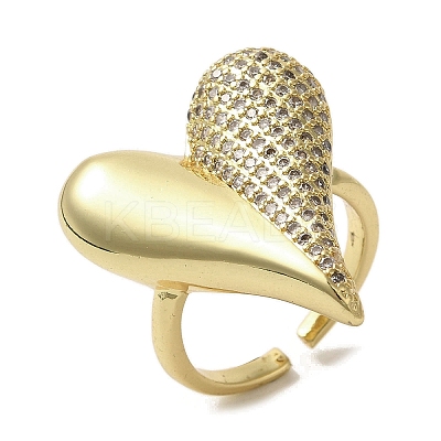Brass Micro Pave Cubic Zirconia Cuff Rings for Women RJEW-G325-12G-1