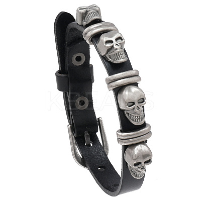 Alloy Skull Rivets Bracelet BJEW-C037-03A-1