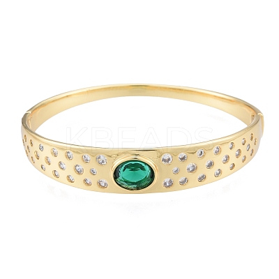 Cubic Zirconia Oval Hinged Bangle BJEW-G651-10G-05-1