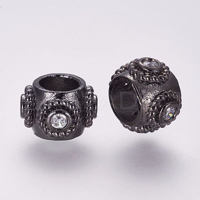 Brass Micro Pave Cubic Zirconia European Beads ZIRC-F054-32B-1