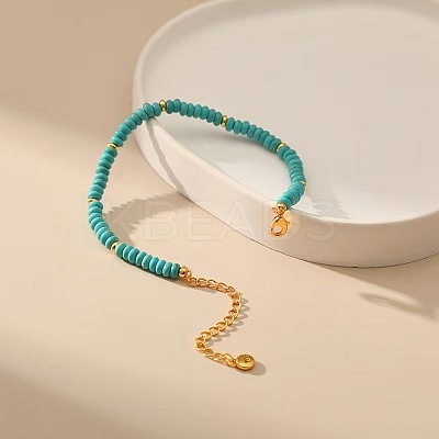 Bohemian Style Synthetic Turquoise Rondelle Beaded Bracelets for Women NJ4961-1