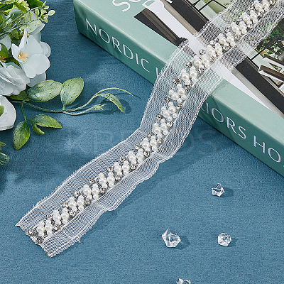 Resin with Rhinestone Gauze Ribbon OCOR-WH0078-140-1