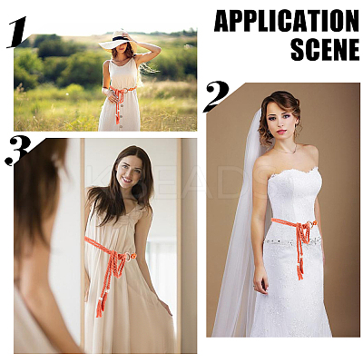 1Pc Handmade Weaving Cotton Tassel Waist Belts for Women Ladies Dress AJEW-CP0010-51B-1