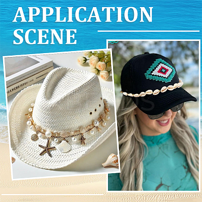 6Pcs 6 Styles Ocean Theme Cowrie Shell & Aluminum & Brass Alloy Cap Chain HJEW-SC0002-36-1