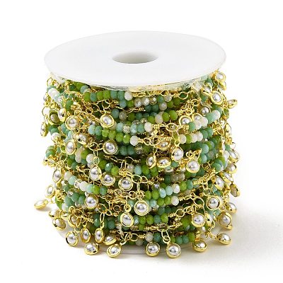 Handmade Round Glass Beaded Chain CHC-E023-20G-01-1