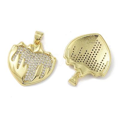Rack Plating Brass Micro Pave Clear Cubic Zirconia Pendants KK-K341-52A-G-1