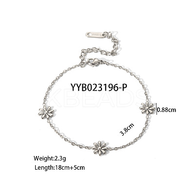 Elegant 304 Stainless Steel Daisy Link Chain Necklaces and Bracelets Sets for Women EE7355-4-1