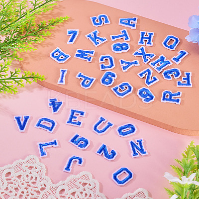 36Pcs 2 Sets 2 Styles Letter A~Z & Number 0~9 Polyester Embroidery Sew On Patches Sets PATC-TA0001-55E-1
