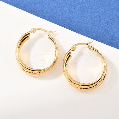 304 Stainless Steel Triple Twist Ring Stud Earrings EJEW-P324-08G-1