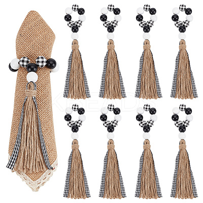 Christmas Theme Wood Beaded Napkin Ring AJEW-AB00032-1