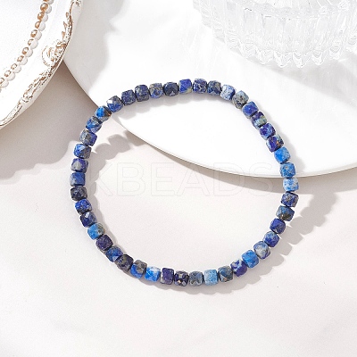 Natural Lapis Lazuli Beaded Stretch Bracelets for Women BJEW-JB13335-03-1