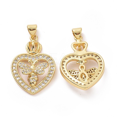 Brass Cubic Zirconia Pendants ZIRC-I062-35G-1