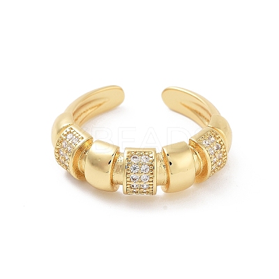 Brass Micro Pave Clear Cubic Zirconia Multi-layer Open Cuff Ring for Women RJEW-Z055-01G-02-1
