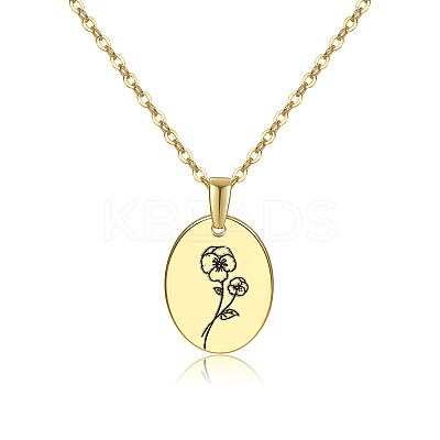 Brass Birth Month Flower Pendant Necklace HUDU-PW0001-034B-1-1