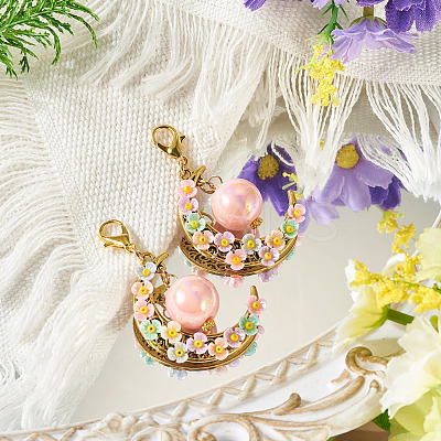 2Pcs Acrylic & Resin Imitation Pearl & Alloy Pendant Decorations HJEW-TAC0116-1